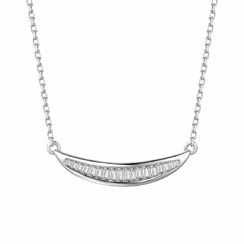 Women’s gold necklaces-FANCIME Diamond Smile 18k White Gold Necklace