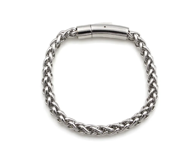 Women’s luxury bracelets-Mens Stainless Steel Weave Link Bracelet