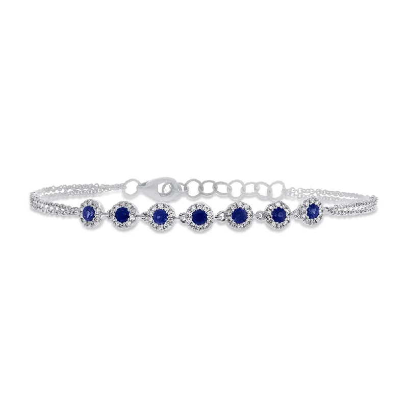 Women’s colorful bangle bracelets-Sapphire and Diamond Bracelet