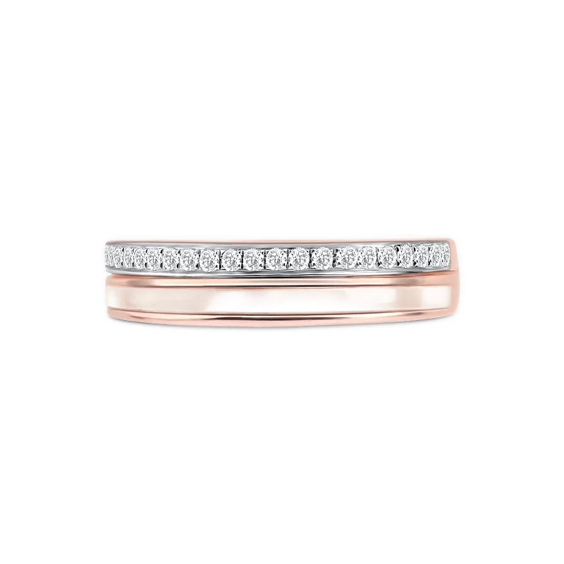 Women’s antique engagement rings-Mother of Pearl and Diamond Double Eternity Band