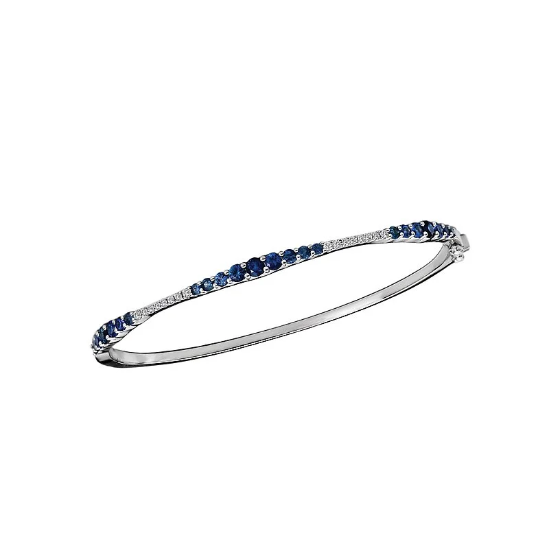 Women’s stylish bangles-Tesoro Ladies Fashion Diamond and Sapphire Bracelet