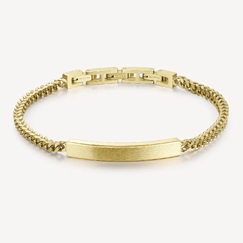 Women’s adjustable bracelets-Bar Bracelet in Gold Plated Stainless Steel