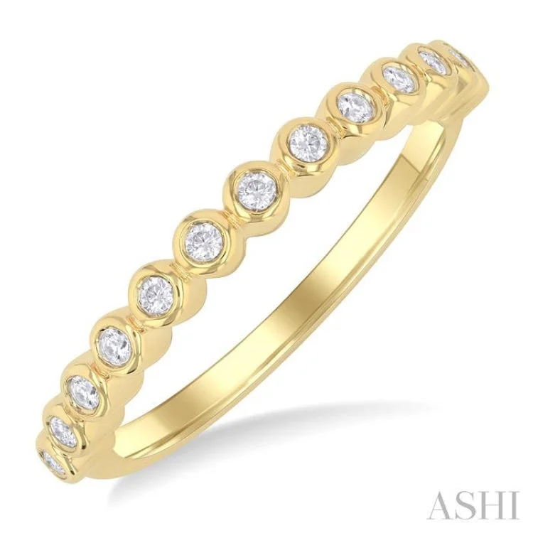 Women’s affordable diamond engagement rings-1/6 ctw Half Eternity Bezel Set Round Cut Diamond Fashion Band in 10K Yellow Gold