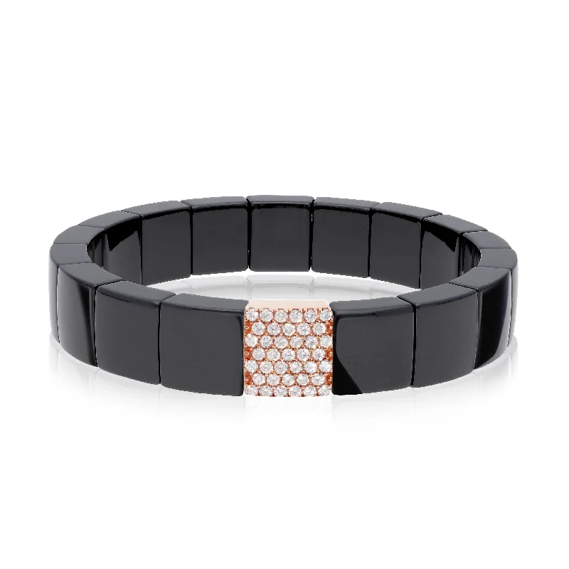 Women’s luxury pearl bracelets-Diamond Ceramic Bead Bracelet