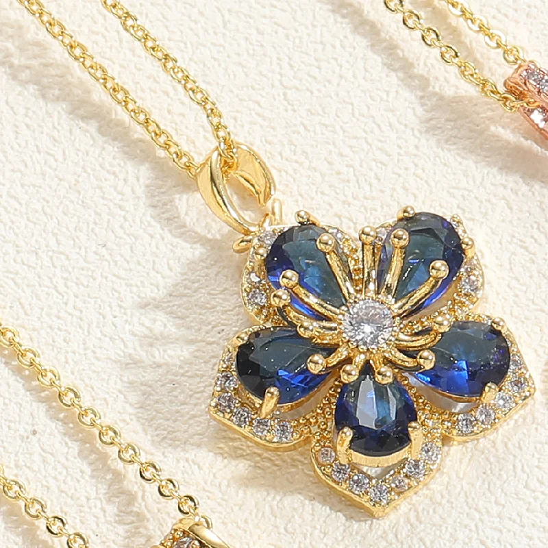 Sapphire Blue Flower Necklace