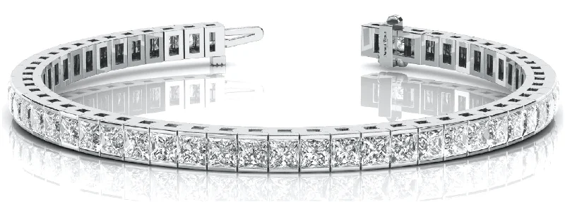 Women’s gemstone bracelets-Channel set Princess cut Diamonds Bracelet