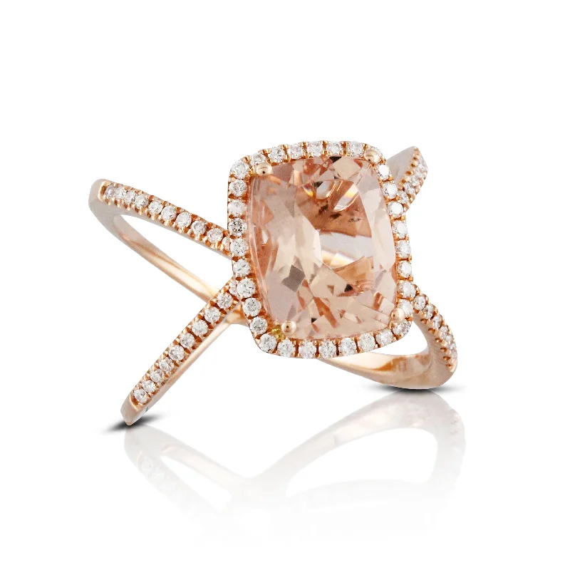 Women’s solitaire engagement rings-Morganite and Diamond Ring