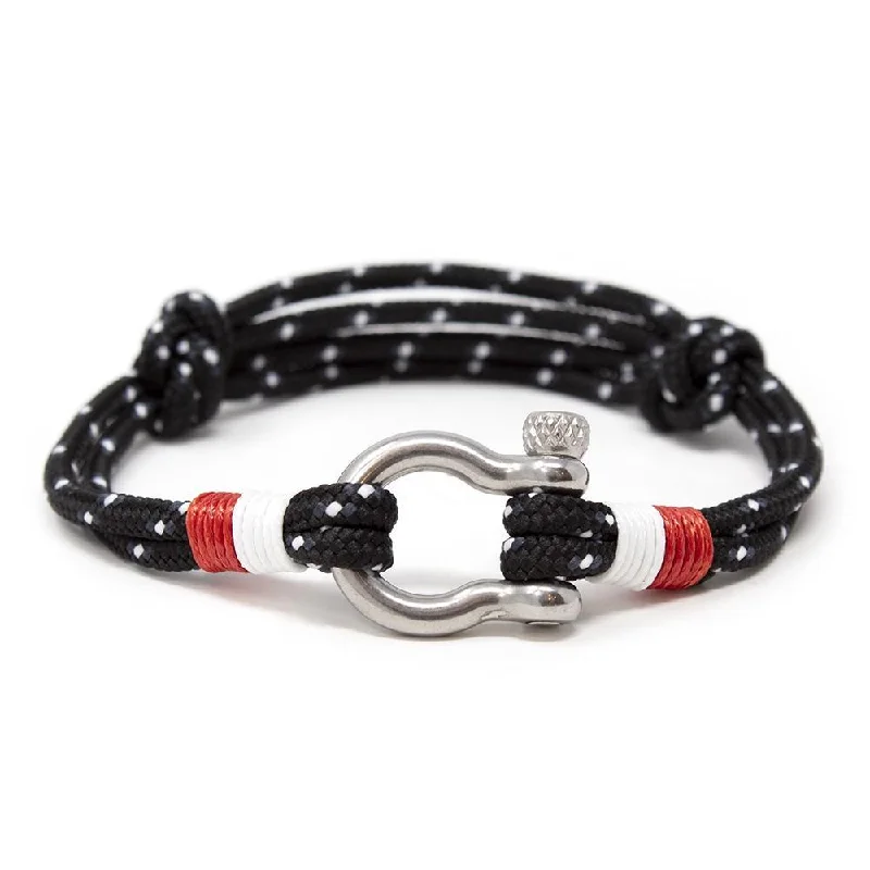 Women’s rose gold bracelets-Men's Rope Bracelet with Shackle Black and White