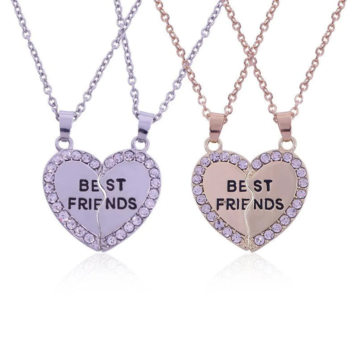 Women’s diamond and gold necklaces-Fashion Heart Alloy Diamond Women's Necklace