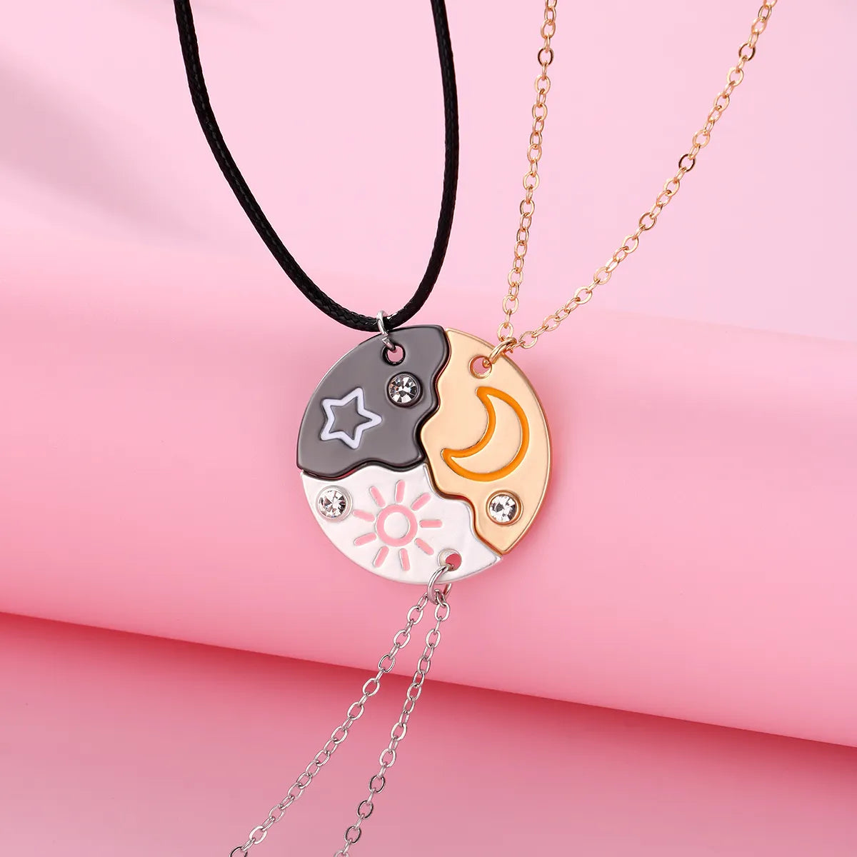 Women’s pendant necklaces with gemstones-Cute Sweet Geometric Letter Heart Shape Alloy Plating Inlay Rhinestones Kid'S Pendant Necklace