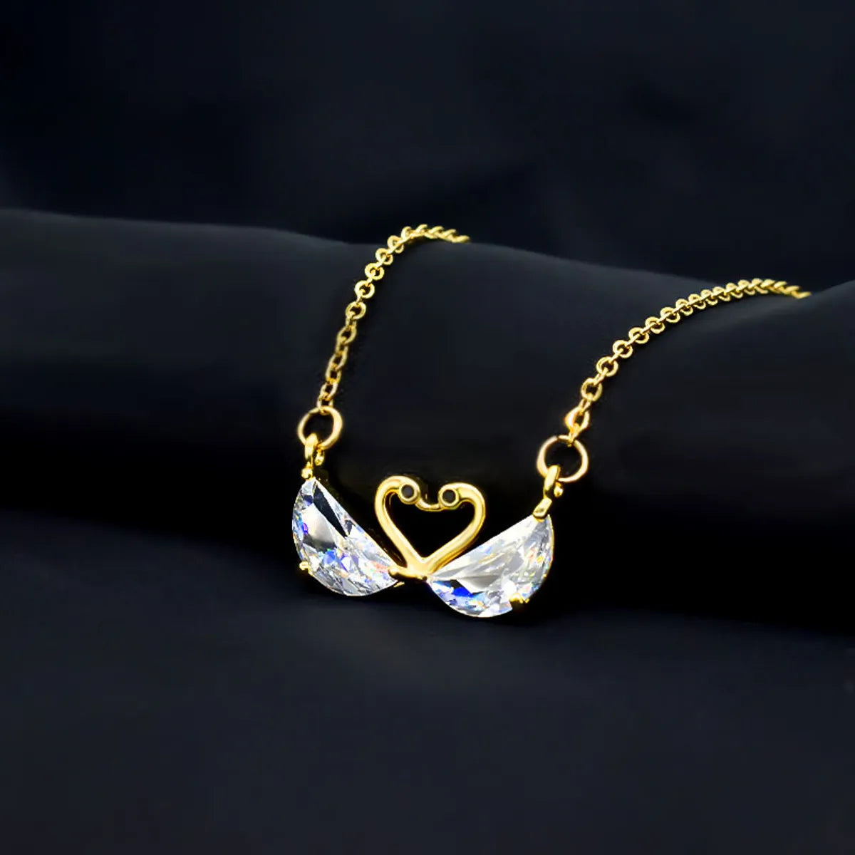 Women’s elegant chain necklaces-Simple Style Swan Titanium Steel Inlay Zircon Pendant Necklace