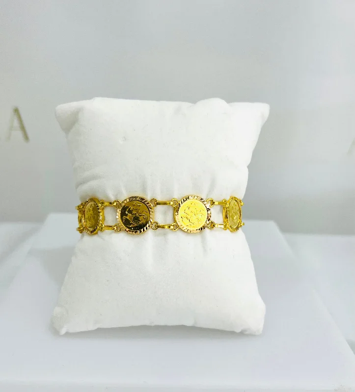 Women’s bangle bracelets-21k Gold Coin Bracelet