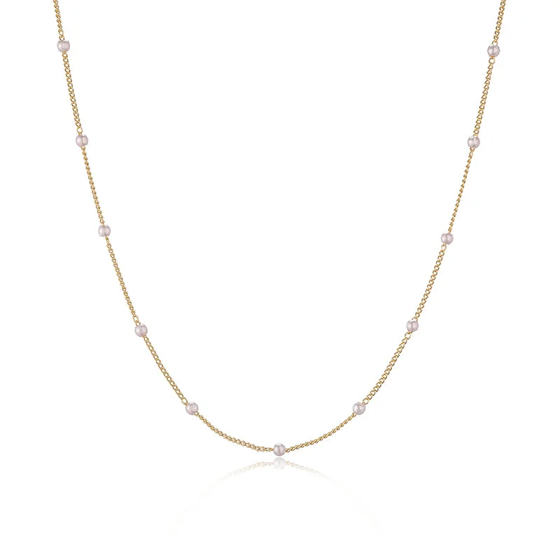 Gold Small Dot Pearl Necklace