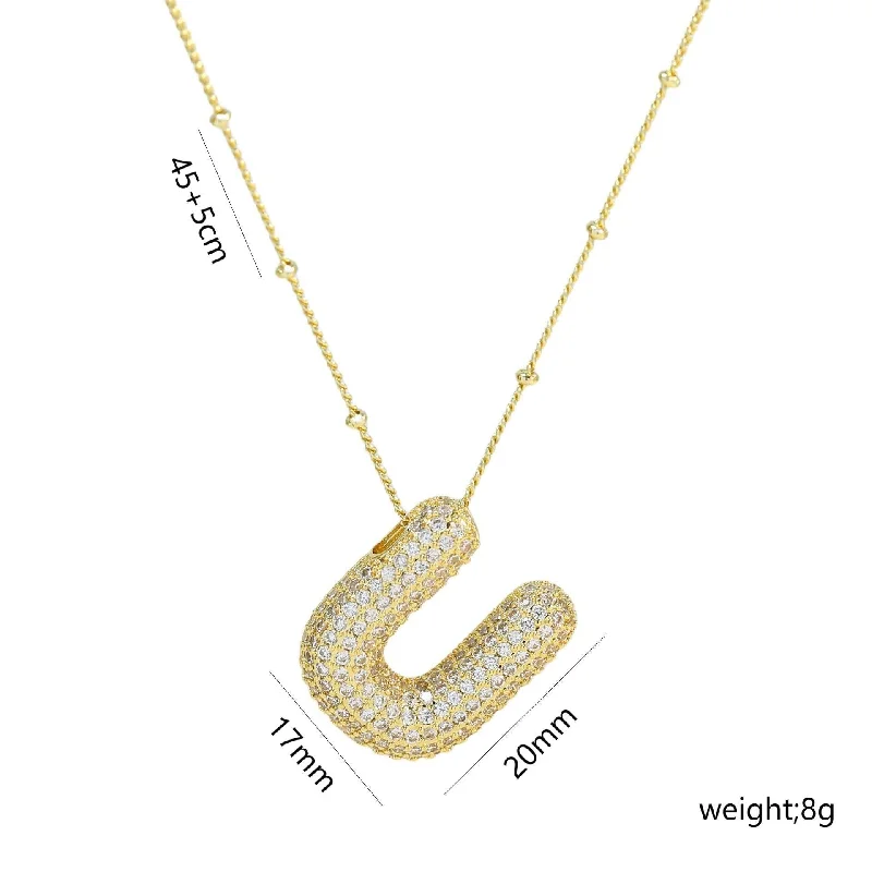 Letter U Necklace-Gold