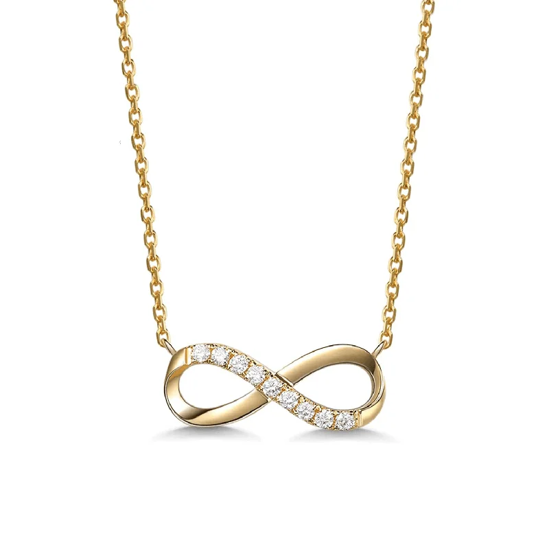 Women’s statement necklaces-FANCIME "Passion" Infinity Classic 14K Yellow Gold Necklace