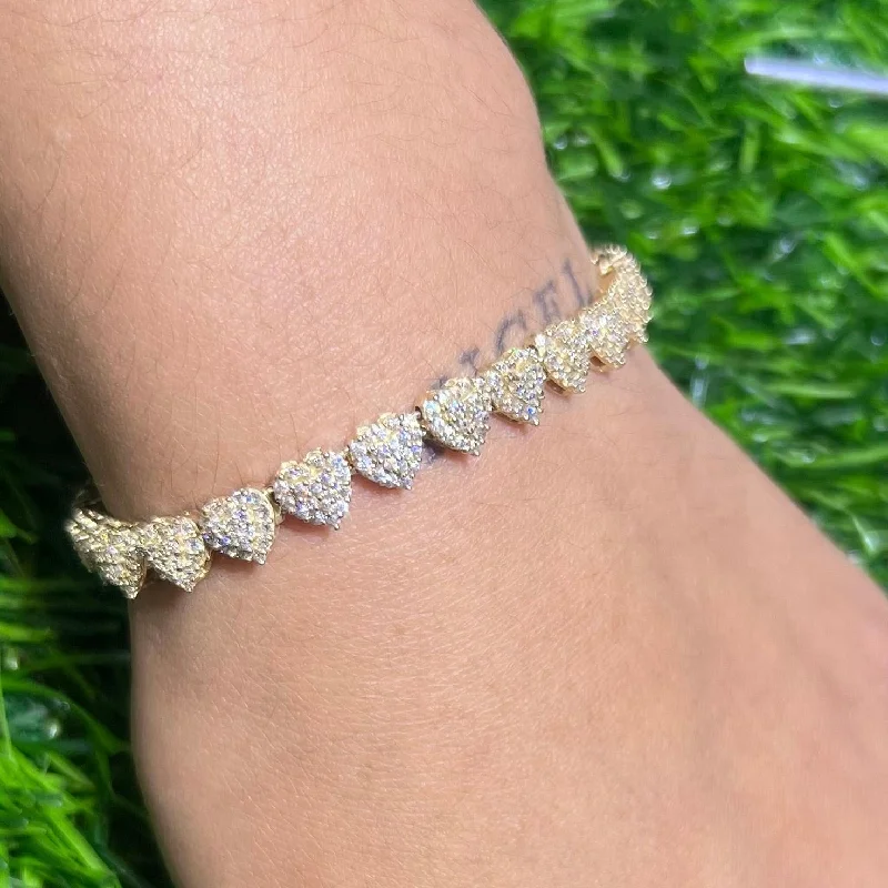 Women’s custom name bracelets-*NEW* 14k Heart Tennis CZ Bracelet (6MM) 💛 JTJ™