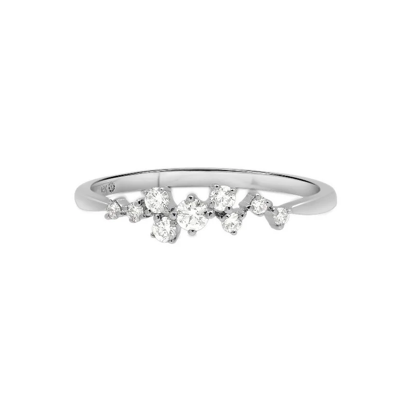 Women’s engagement rings with mixed metals-Diamond Cluster Half-Eternity Band