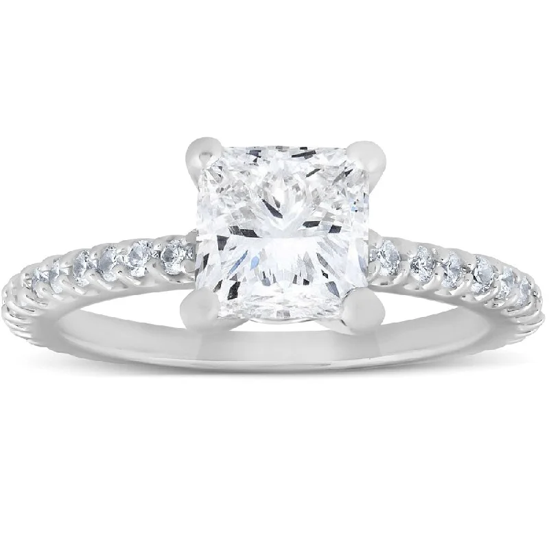 Women’s unique gemstone engagement rings-2 Ct Diamond Engagement Ring Princess Cut 14k White Gold