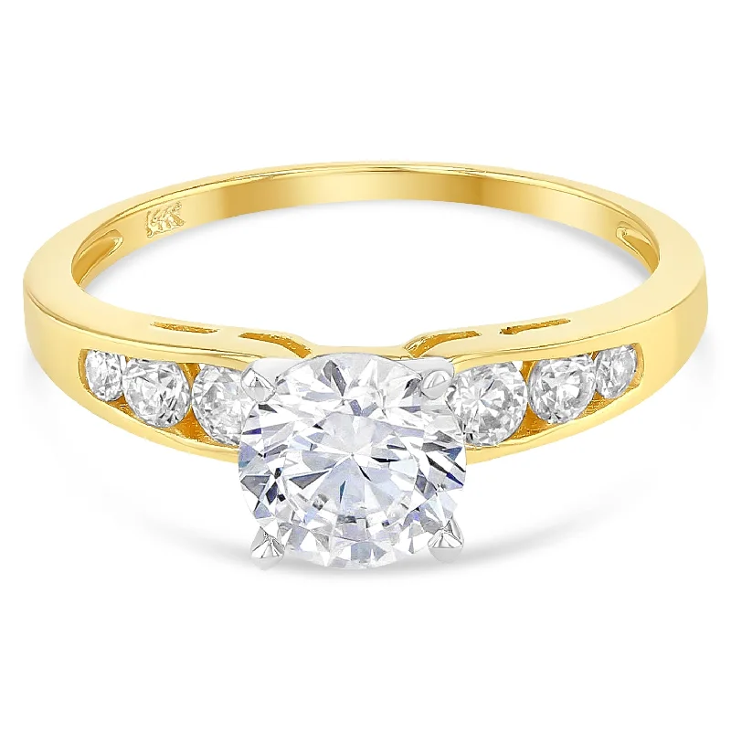 Women’s unique vintage engagement rings-14K Solid Gold 0.5 Ct. Round Solitaire CZ Engagement Ring