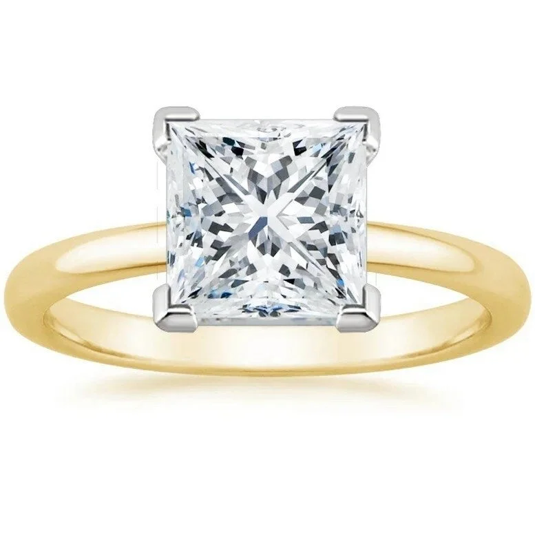 Women’s unique vintage engagement rings-18K Yellow Gold Plated Moissanite Princess Ring 1Ct Engagement Wedding Ring