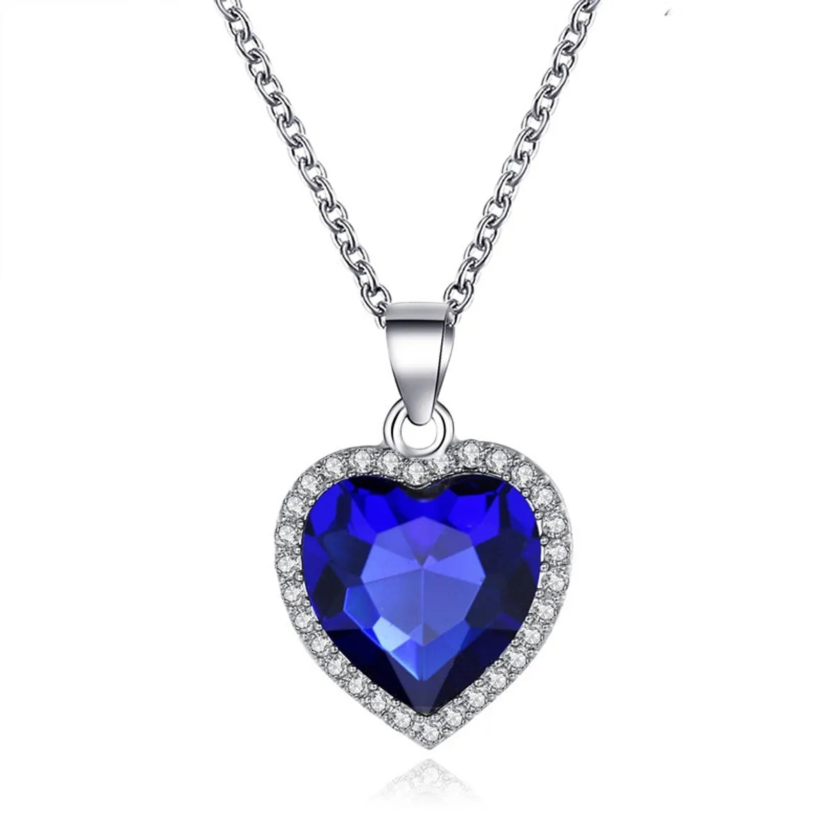 Women’s statement necklaces-New Classic Ocean Heart  Titanic Crystal Gem Love-shaped Necklace Clavicle Chain