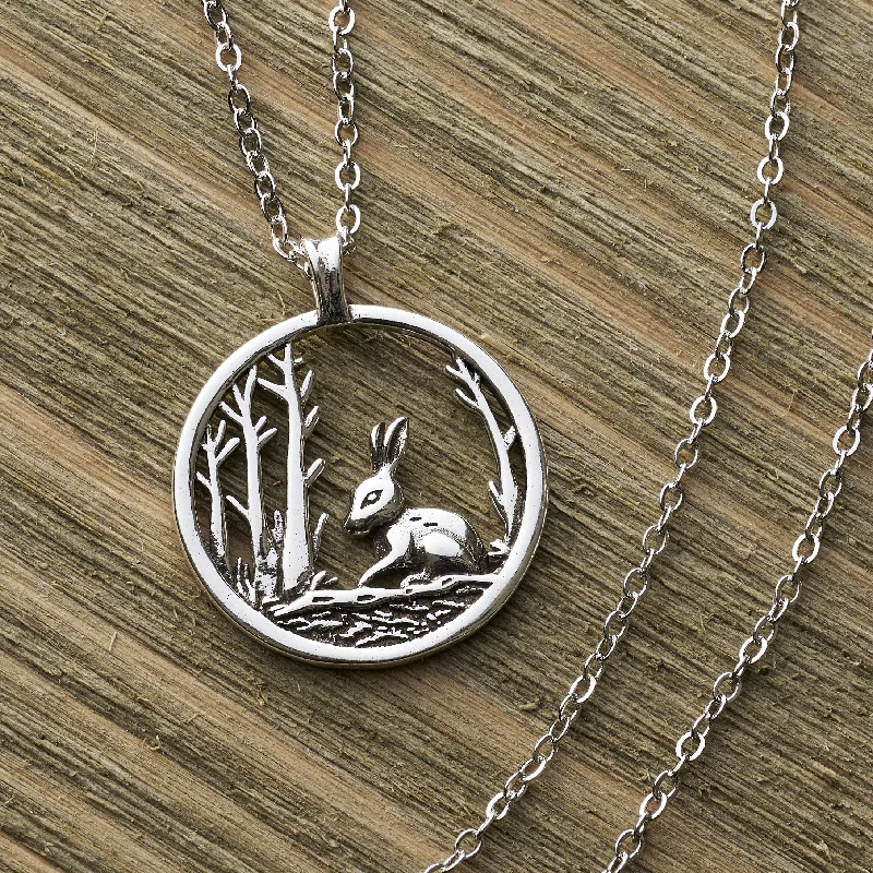 Women’s engraved necklaces-Bunny in the Woods Necklace