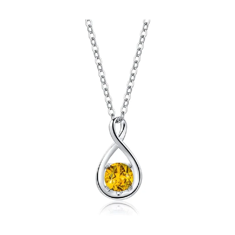 Women’s simple gold necklaces-"Birthstone" November Gemstone Sterling Silver Necklace