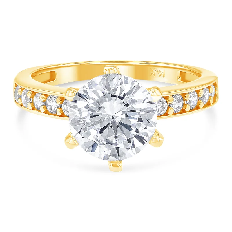 Women’s radiant cut engagement rings-14K Gold 2.25 Ct Round Cut Solitaire CZ Wedding Engagement Ring