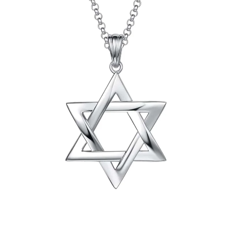 Women’s moonstone necklaces-FANCIME Star of David Mens Sterling Silver Necklace