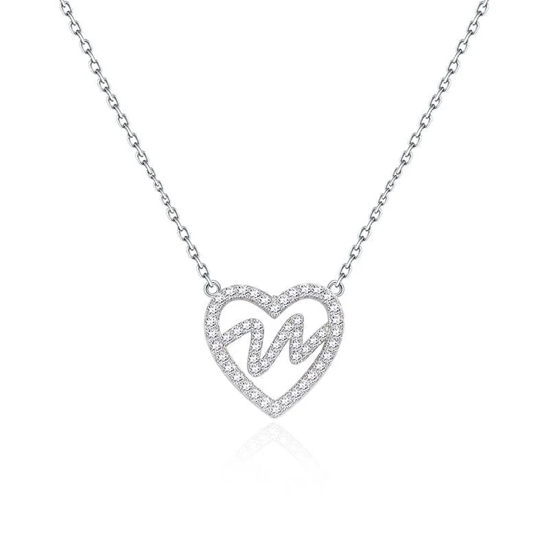 Women’s elegant chain necklaces-"Amuse Me" Open Heart Sterling Silver Necklace