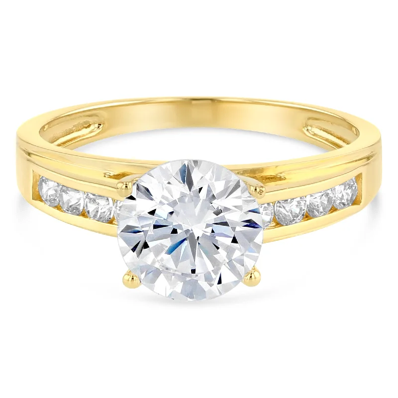 Women’s classic engagement rings-14K Solid Gold 1.5 Ct. Round Cut Solitaire CZ Wedding Engagement Ring