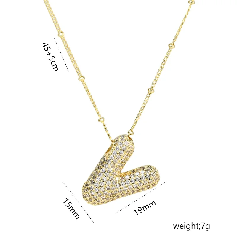 Letter V Necklace-Gold