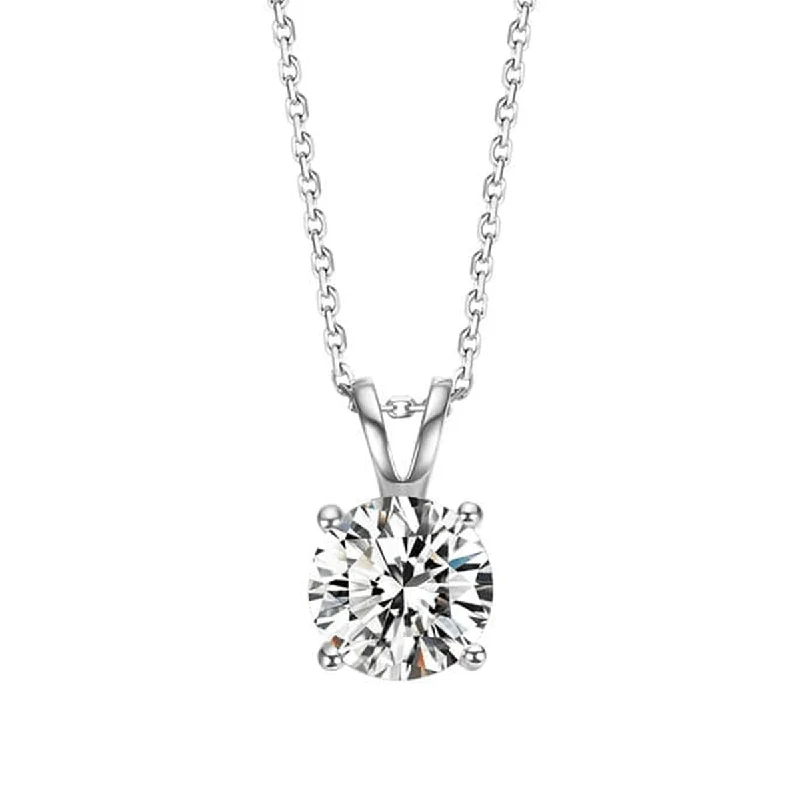 Women’s designer necklaces-FANCIME Classic Round Pendant 14K White Gold Necklace