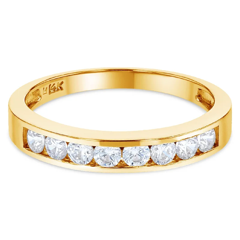 Women’s luxurious engagement rings-14K Solid Gold 3MM CZ Wedding Band