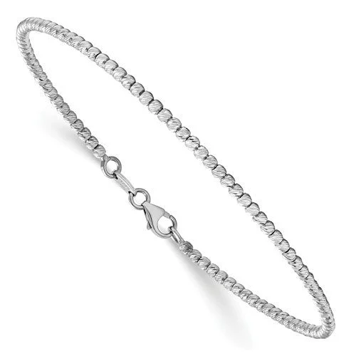 Women’s modern leather bracelets-14K Polished Diamond Cut Beaded Flex Bangle Bracelet