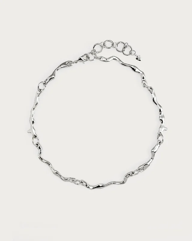 Women’s silver chain necklaces-Silver Molten Necklace