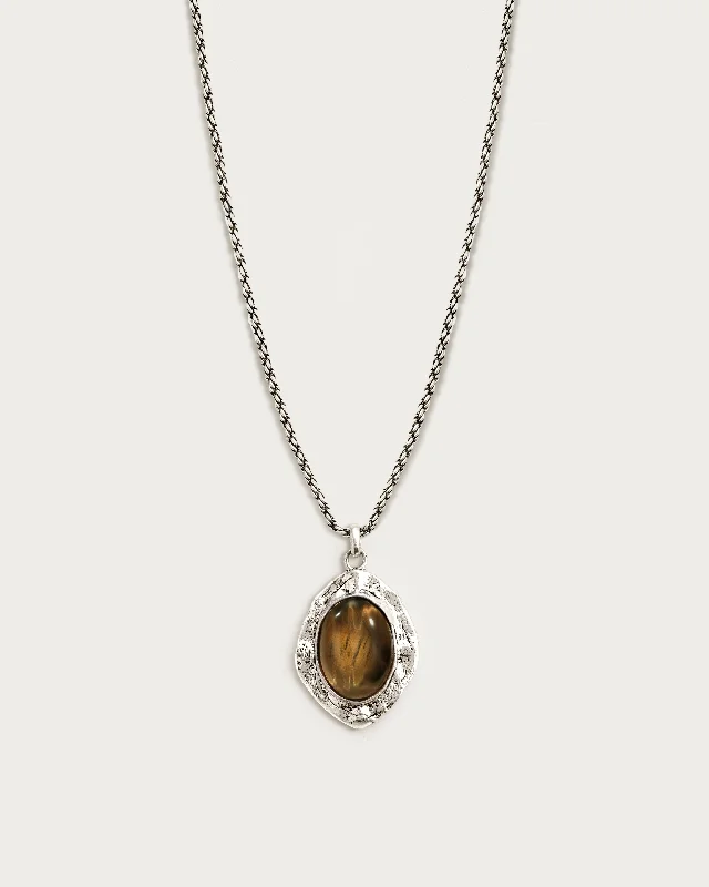 Women’s elegant necklaces-Silver Tiger's Eye Savannah Long Necklace