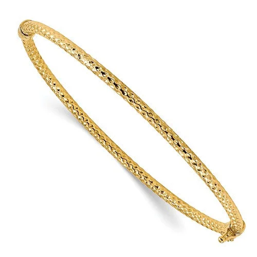 Women’s gold bracelets-14K Textured Hinged Stackable Bangle Bracelet