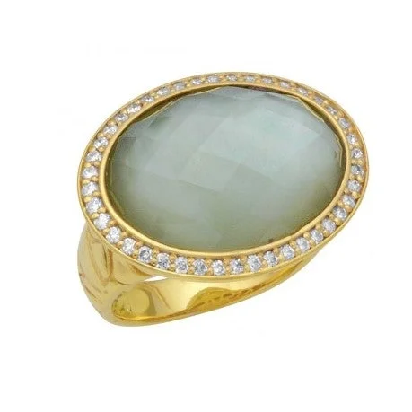 Women’s yellow gold engagement rings-Labradorite and Diamond Ring