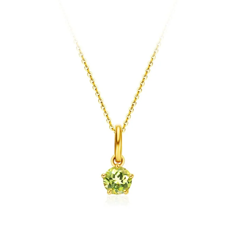 Women’s birthstone necklaces-FANCIME Delicate August Birthstone Peridot 18K Gold Necklace