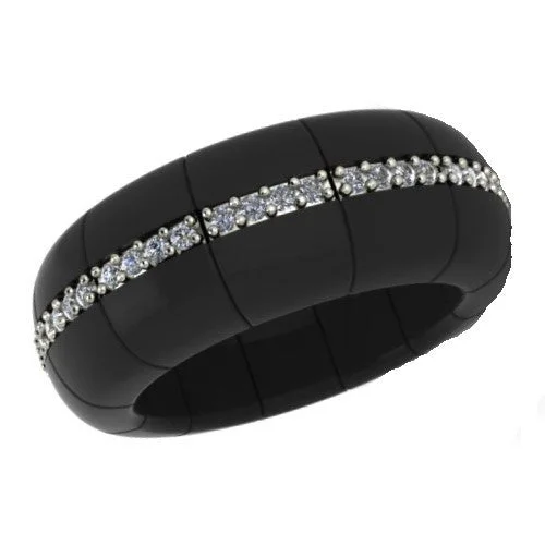 Women’s oval engagement rings-Diamond Ceramic Bead Ring