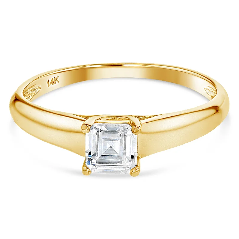 Women’s split-shank engagement rings-14K Gold  0.75 Princess Cut CZ Wedding Engagement Ring