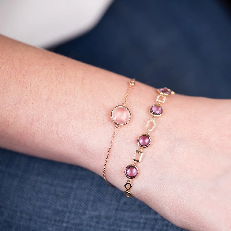 Women’s bangle bracelets-Rose Quartz and Diamond Infinity Heirloom Bracelet