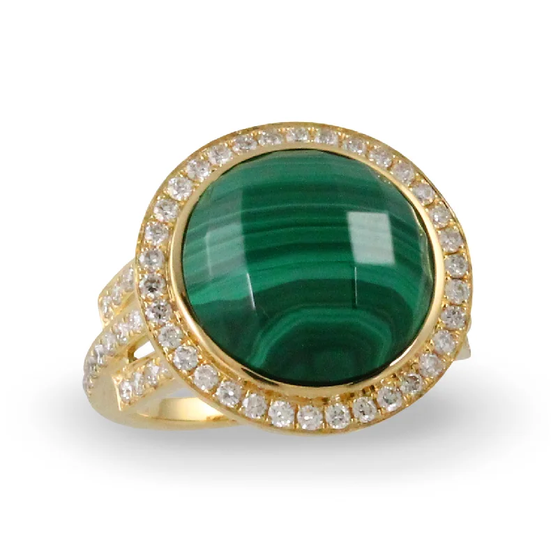 Women’s diamond engagement rings with custom design-Malachite and Diamond Ring