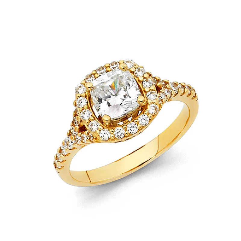 Women’s engagement rings with large diamonds-14K Solid Gold CZ Solitaire Women's Engagement Wedding Ring