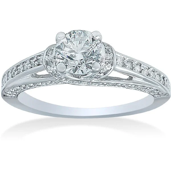 Women’s nature-inspired engagement rings-14k White Gold 1ct TDW Diamond Engagement Ring