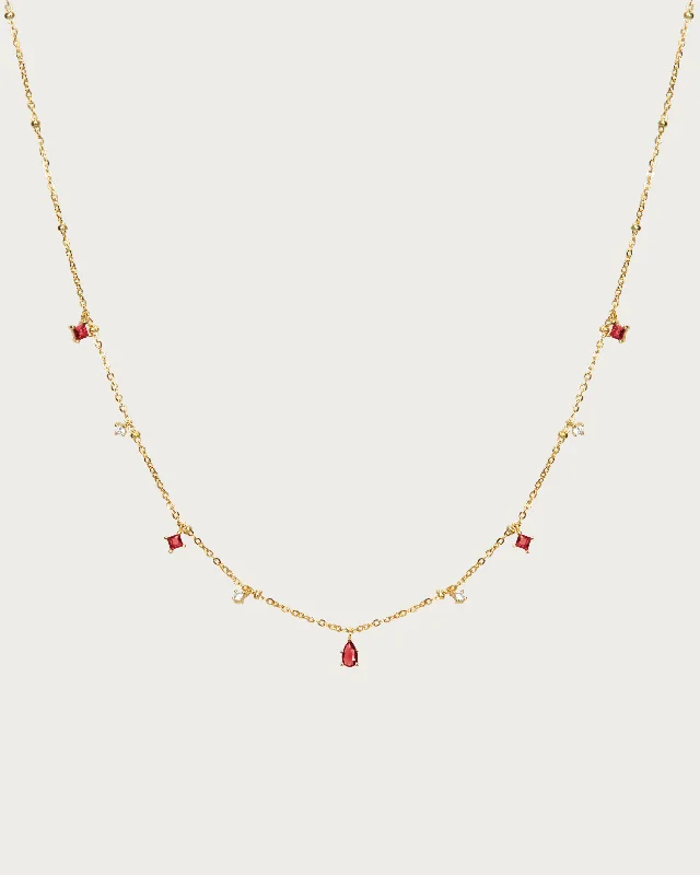 Women’s sleek necklaces-Elysee Necklace in Garnet Red