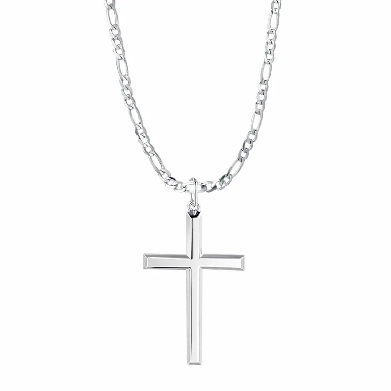 Women’s gemstone pendant necklaces-FANCIME High Polished Cross Mens Sterling Silver Necklace