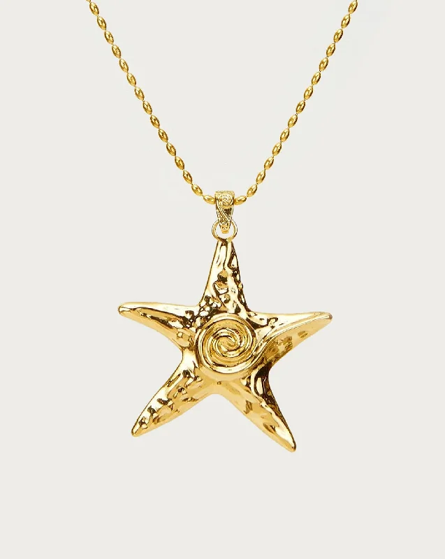 Women’s personalized necklaces-Large Starfish Necklace in Gold