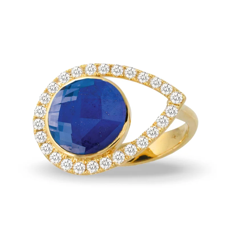 Women’s platinum ring engagement rings-Lapis and Diamond Ring